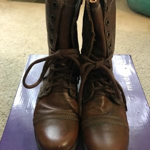 Steve Madden Troopa Brown Leather Combat Boots